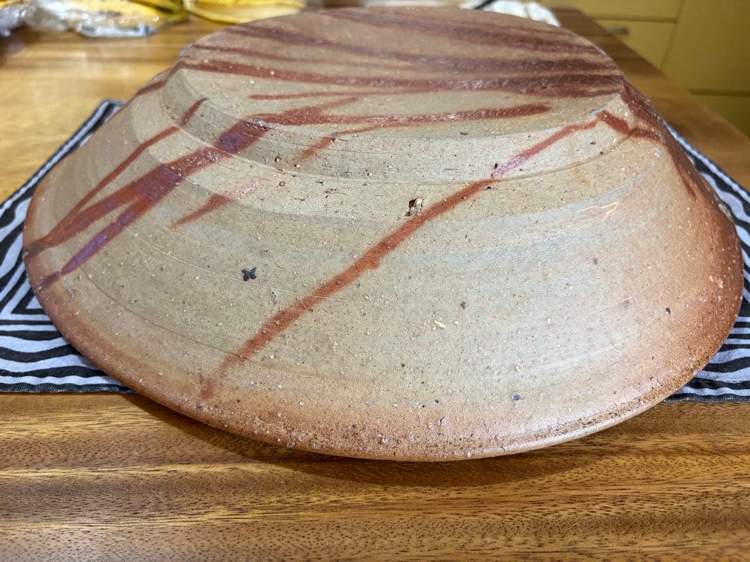 2月12日まで発送不可 備前焼　金重陶陽 陶器皿 約38cm 茶色大皿