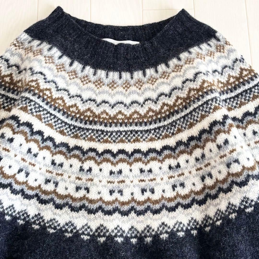 【美品】TOMORROWLAND ウールジャカード クルーネックプルオーバー