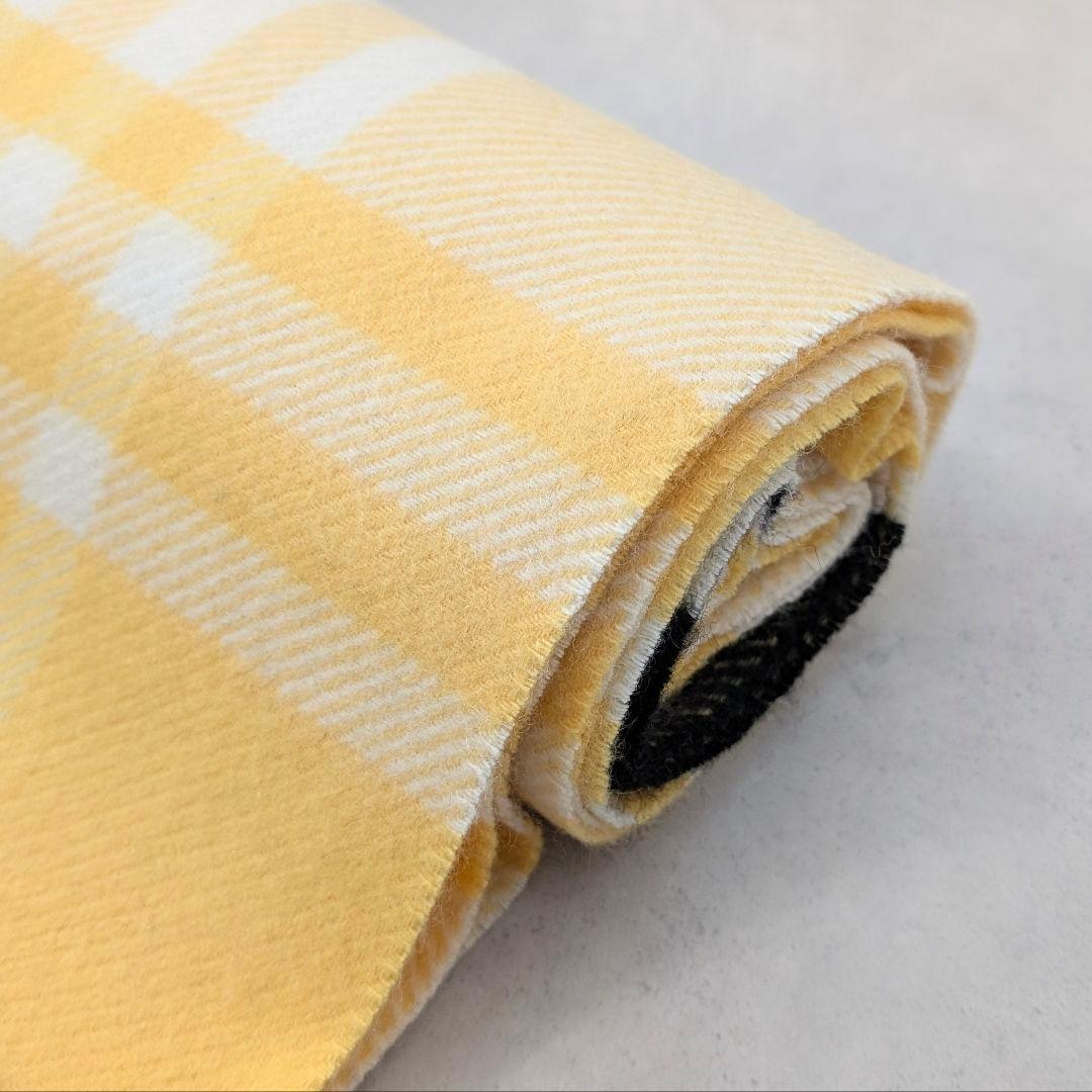 未使用タグ付★23区 大判 カシミヤ100%ストール チェック柄 イエロー