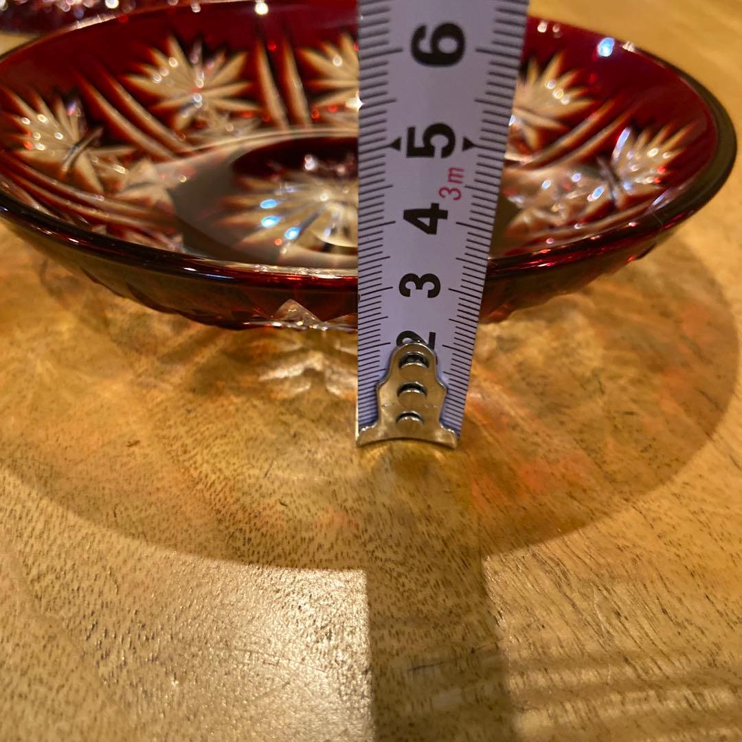 クリスタルダルク　ハンドカット色被せ切子皿五枚