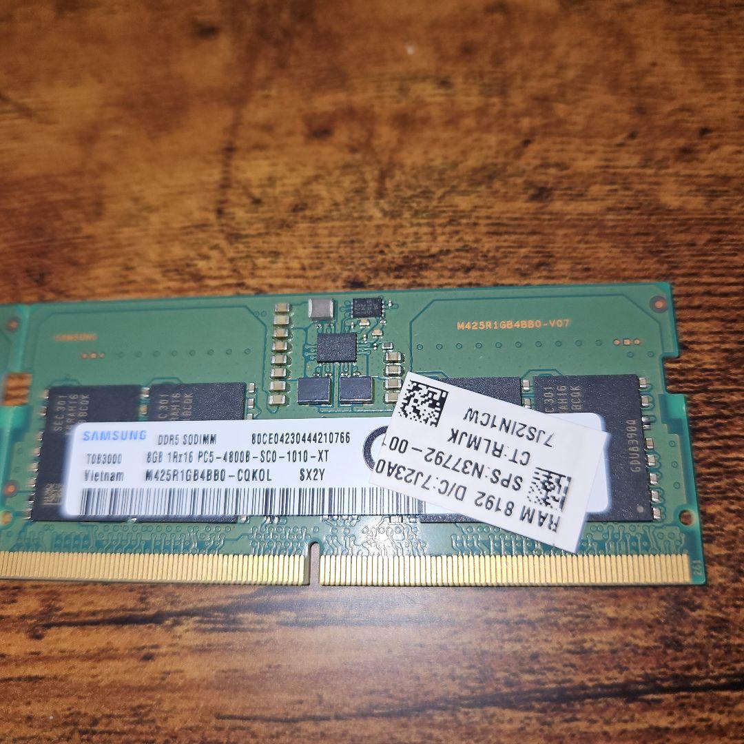 【2枚セット/合計16GB】Samsung 8GB DDR5 メモリー
