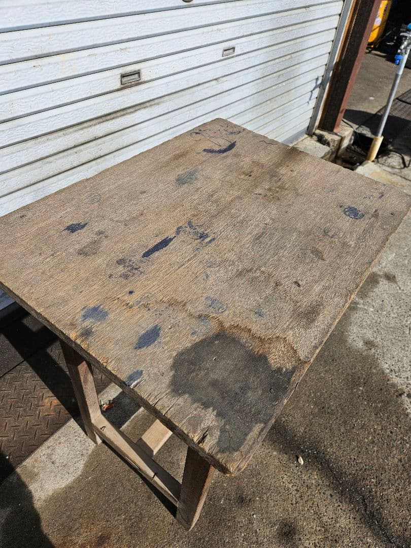 日本のアンティーク 古い木製の作業台 机 ウッド デスク 飾り台 花台 棚