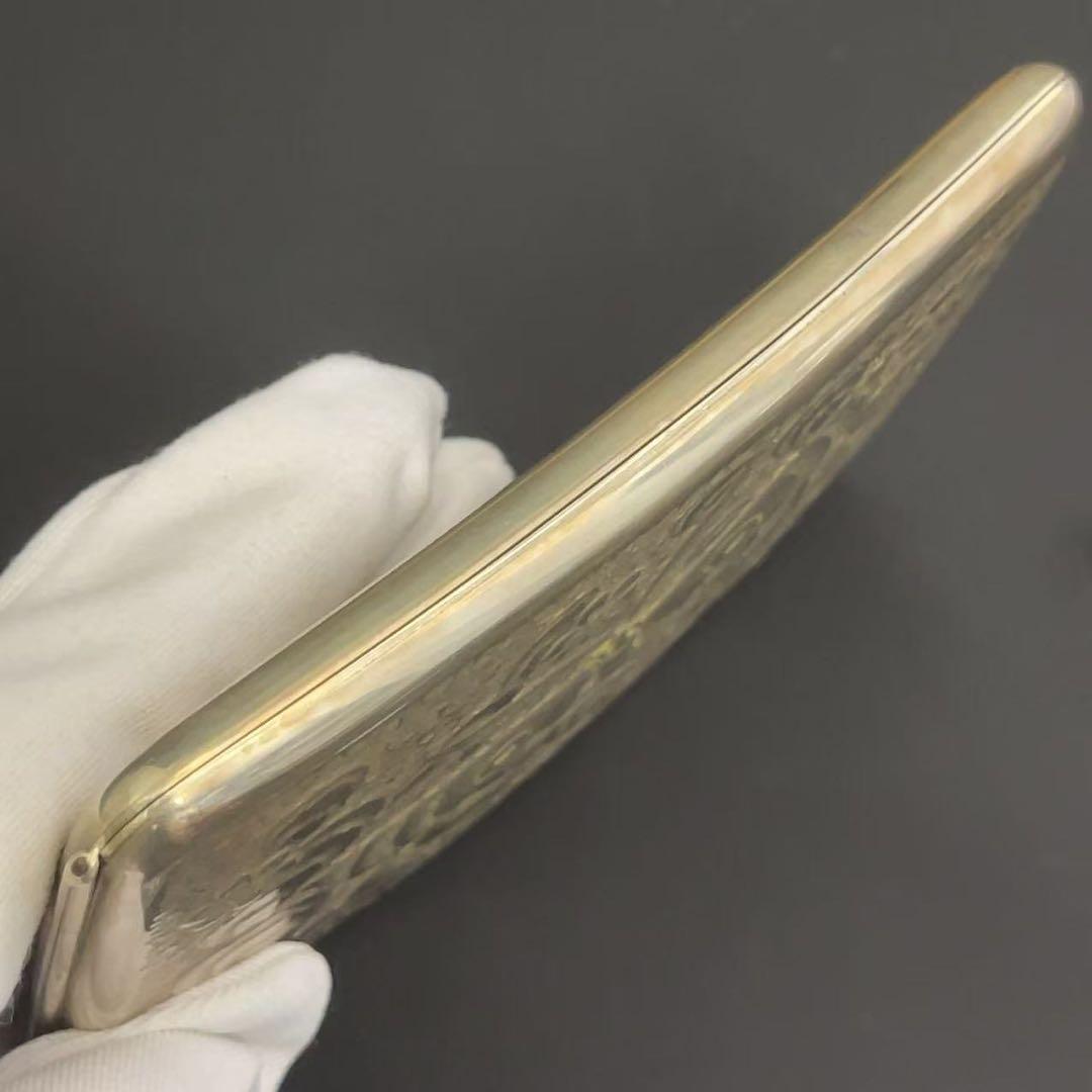 彫金家 岡部達男作 純銀 SILVER製 蛾文 彫刻 シガレットケース