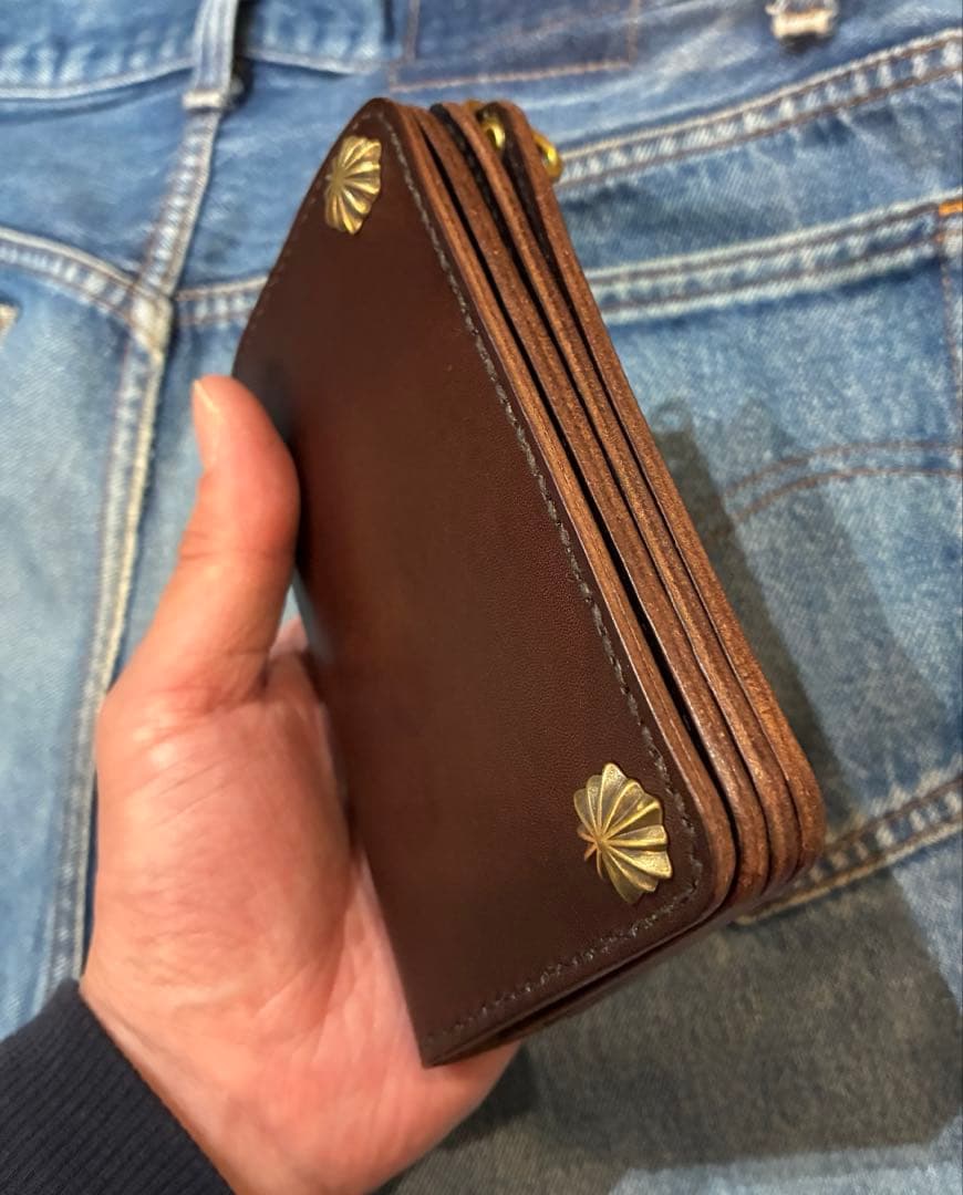 トラッカーウォレット　ミドル　イタリアンレザーブルガロ　アポロコンチョ※即納品