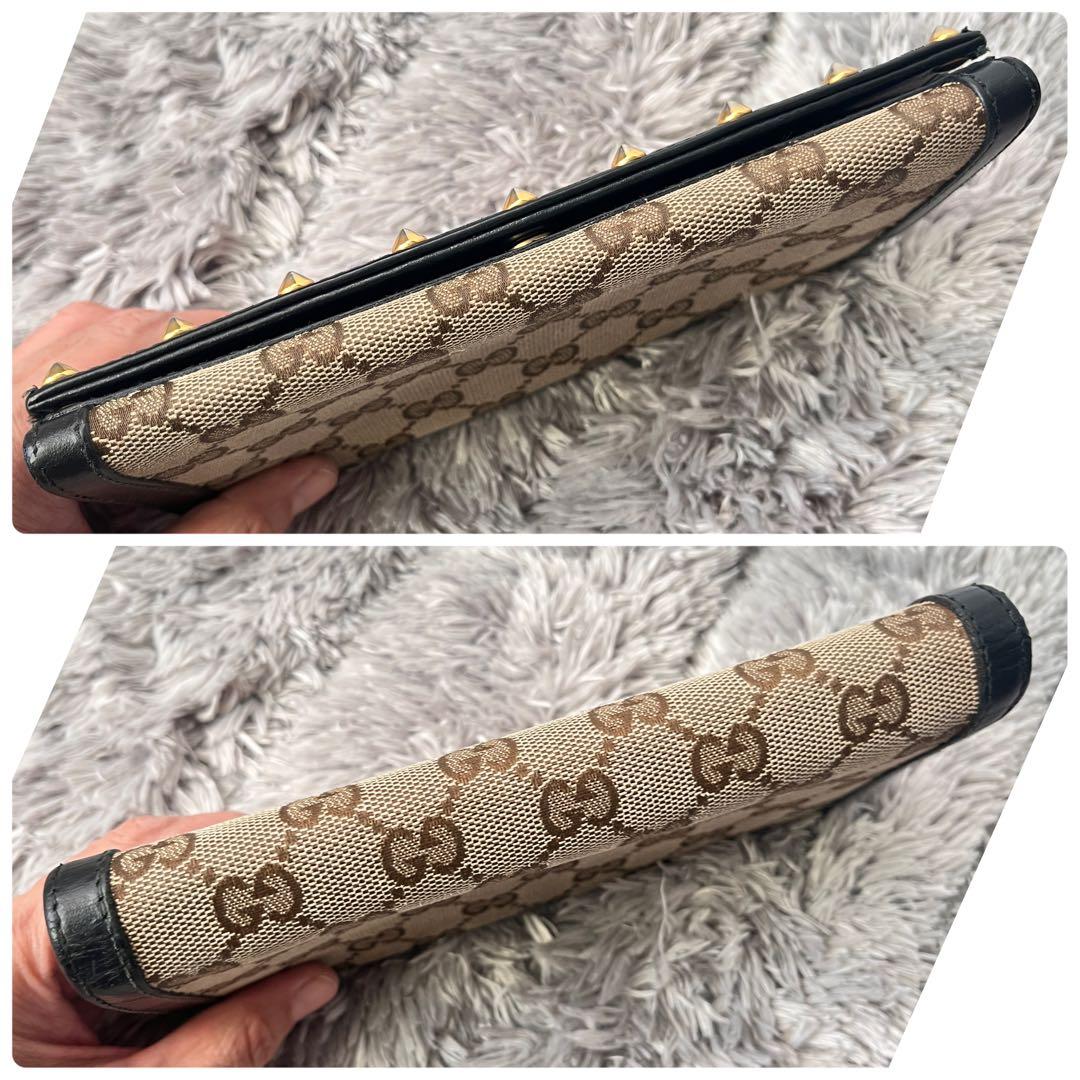 良品✨レア　GUCCI 長財布　スタッズ　GGキャンバス ブラック　メンズ