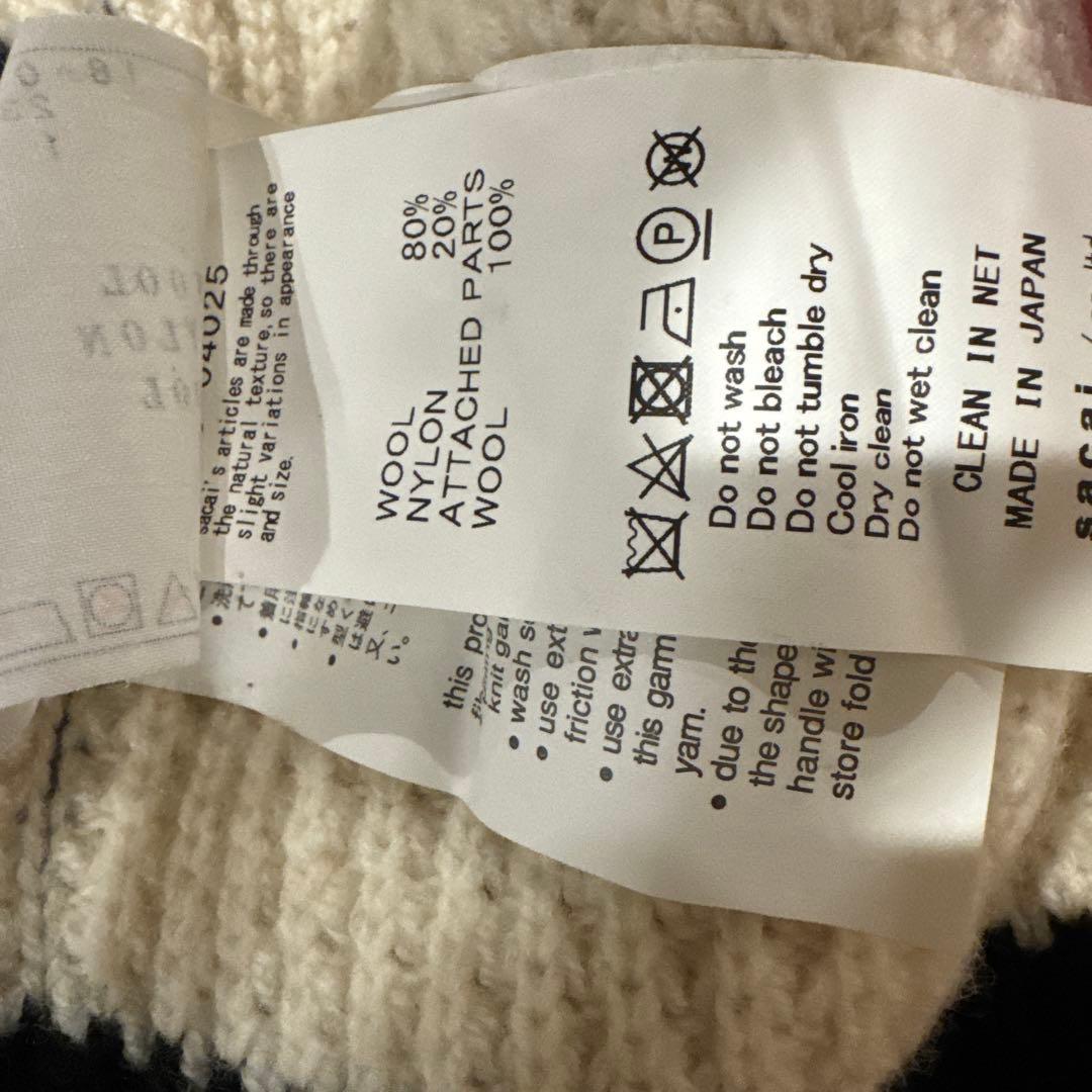 Sacai ジップアップ ライダースニット 1 18-04025 18AW