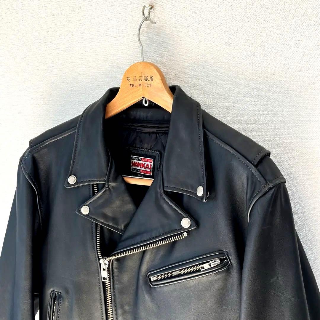 NANKAI ナンカイ　ダブルライダースジャケット レザー Lサイズ　ブラック
