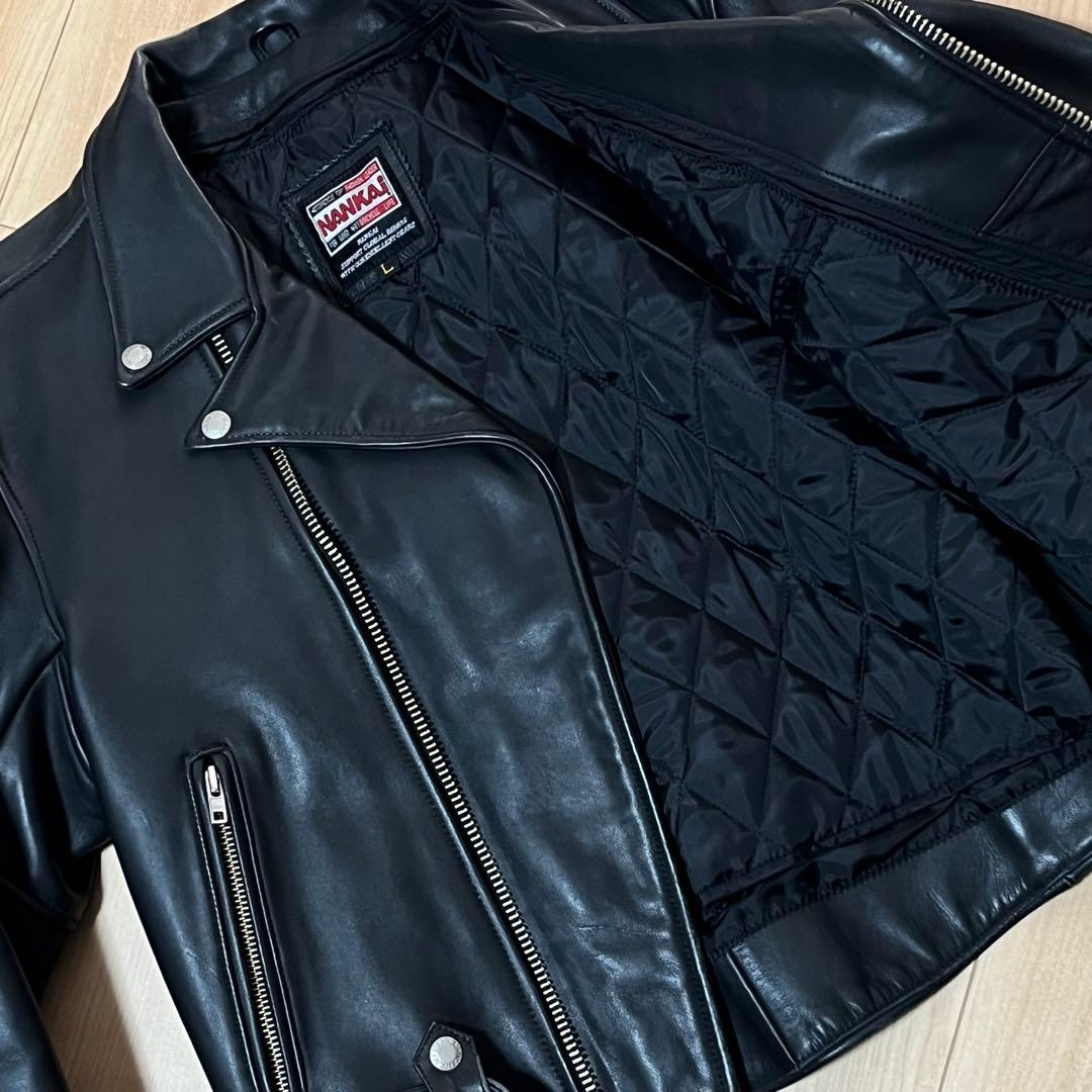 NANKAI ナンカイ　ダブルライダースジャケット レザー Lサイズ　ブラック