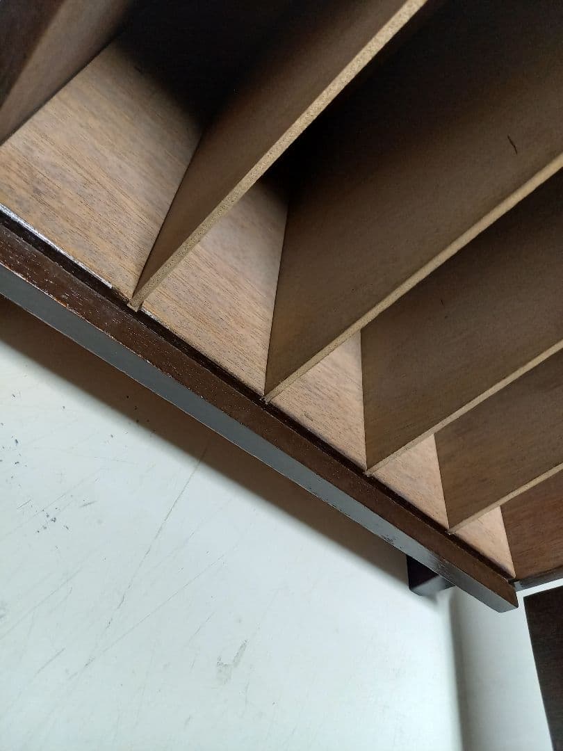 1970's　チェッカー　ブロック　デザイン　ウッド　レコード　キャビネット