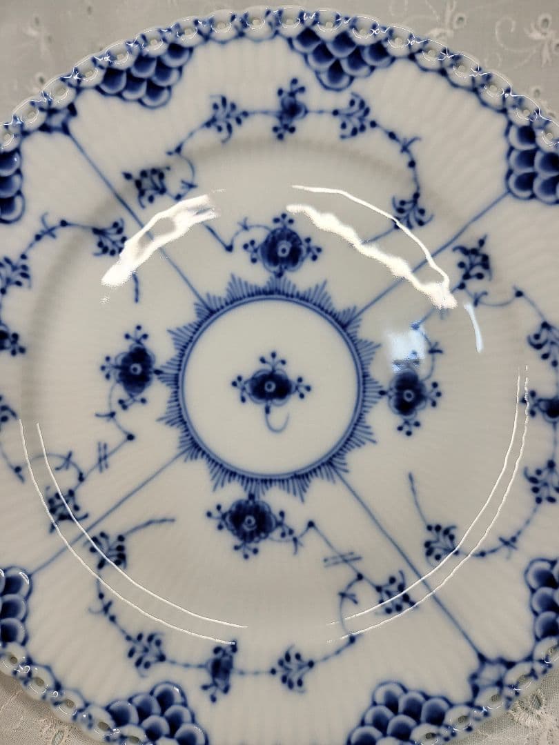 未使用✨ロイヤルコペンハーゲン ブルーフルテッド フルレース 皿 プレート①
