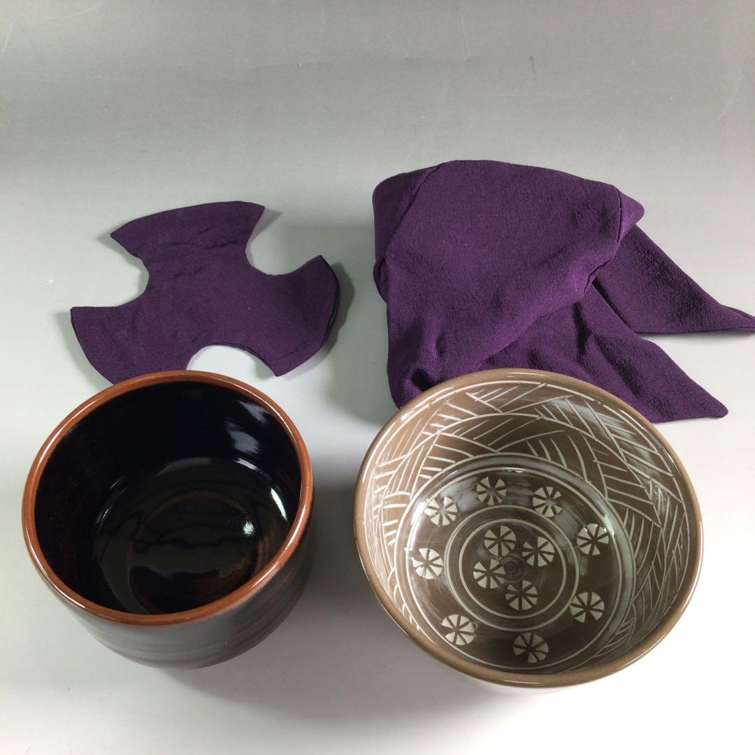 Ｐ８８６　御所籠　『平安　粟田元竺作』『利休形』『茶器揃』　共箱　茶道具