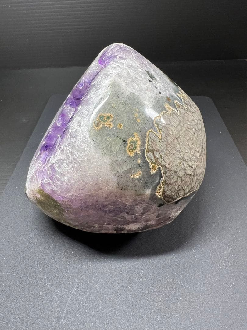 A679希少！美しい紫色 高品質天然アメジストドーム 置物