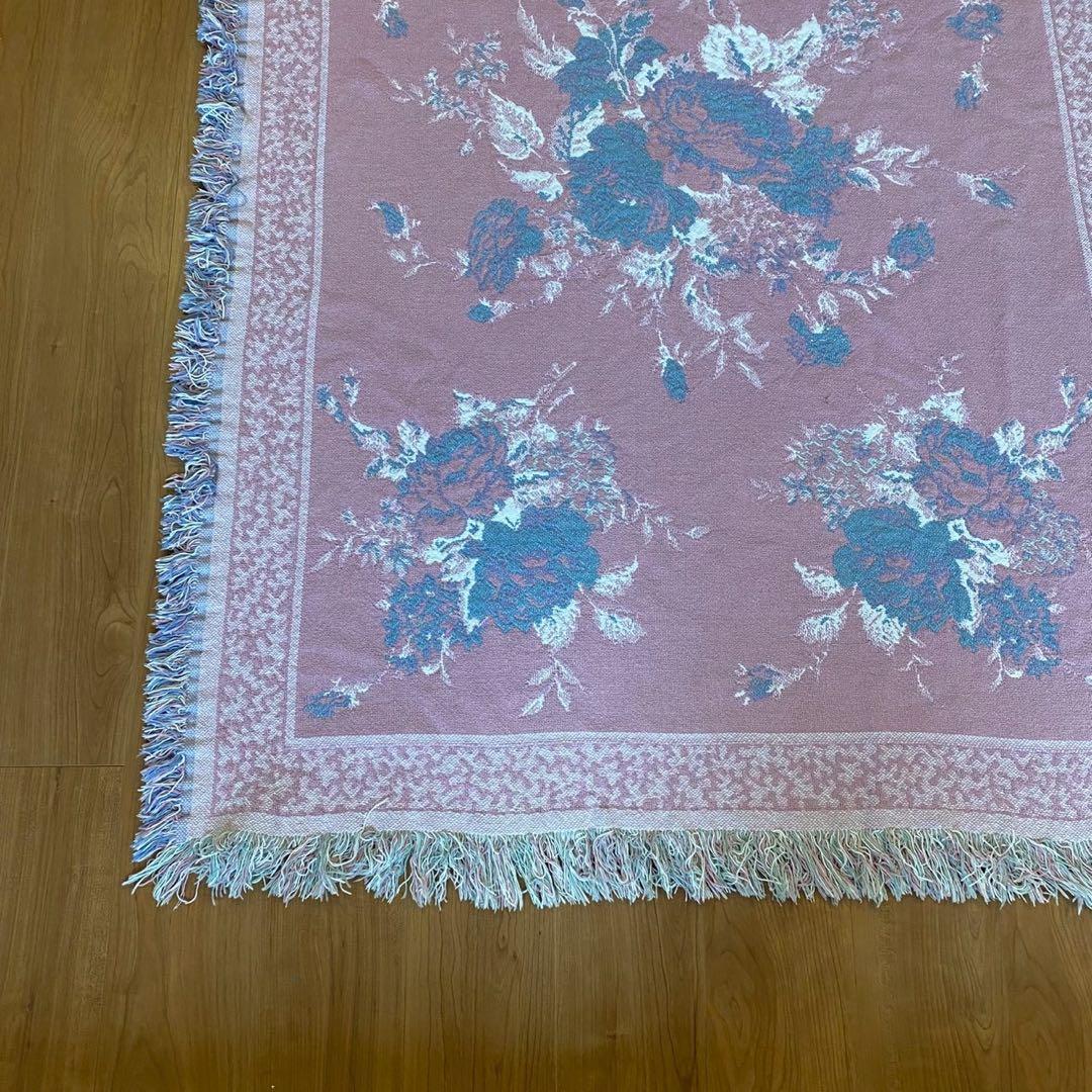 ゴブラン調 薔薇柄 大判ラグ タペストリー 表裏配色違い ヴィンテージ　2way