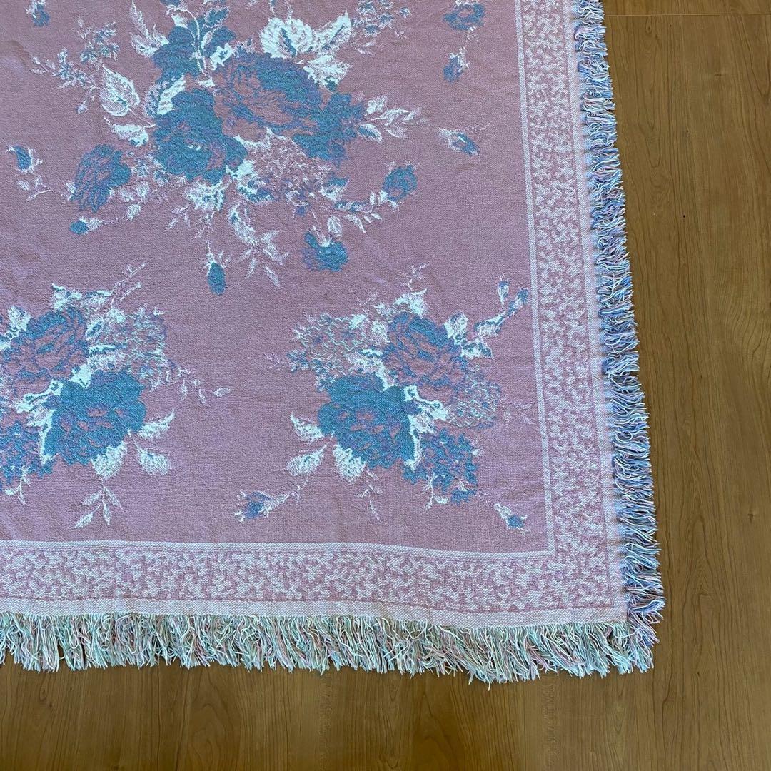 ゴブラン調 薔薇柄 大判ラグ タペストリー 表裏配色違い ヴィンテージ　2way