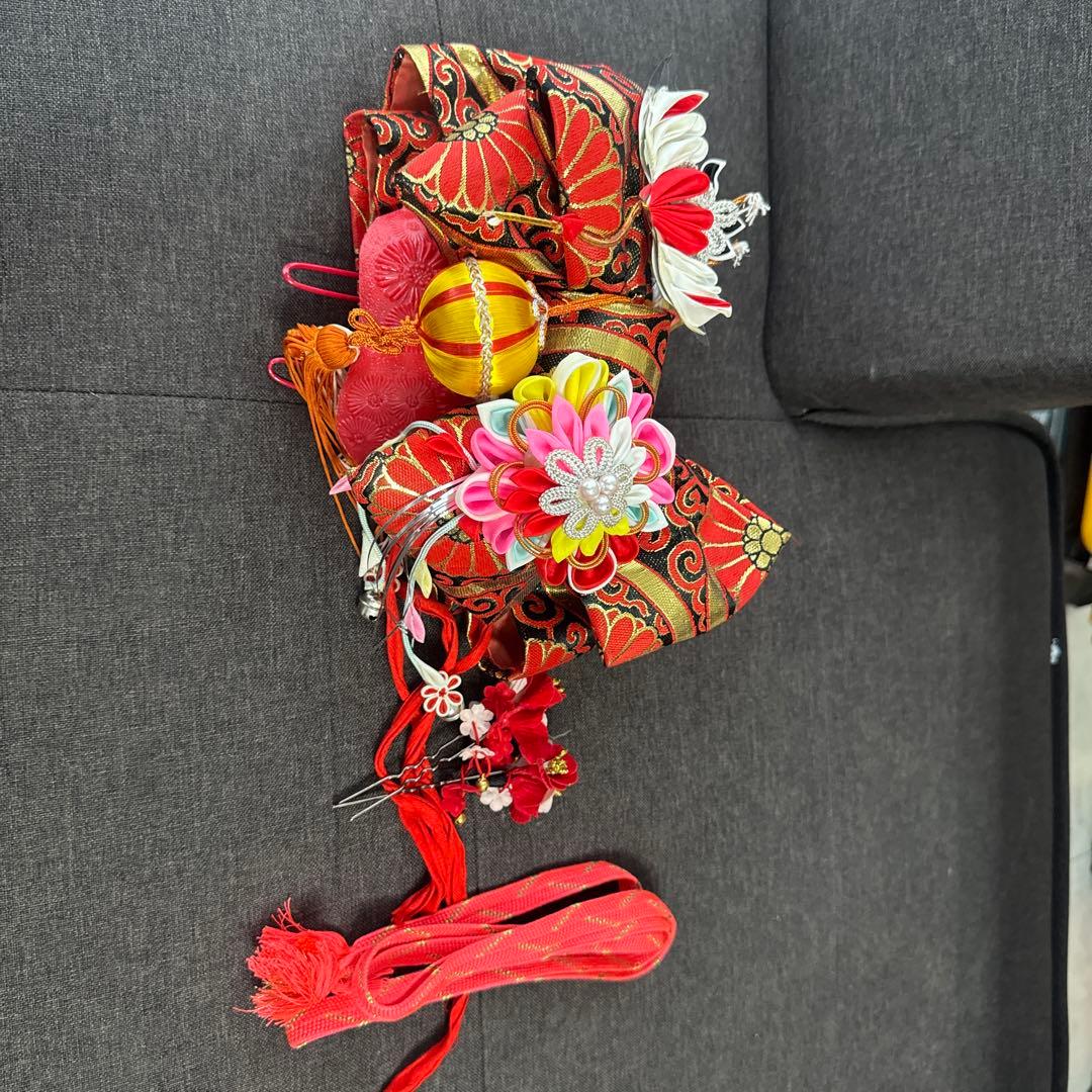 美品七五三着物、作り帯、草履、３歳用