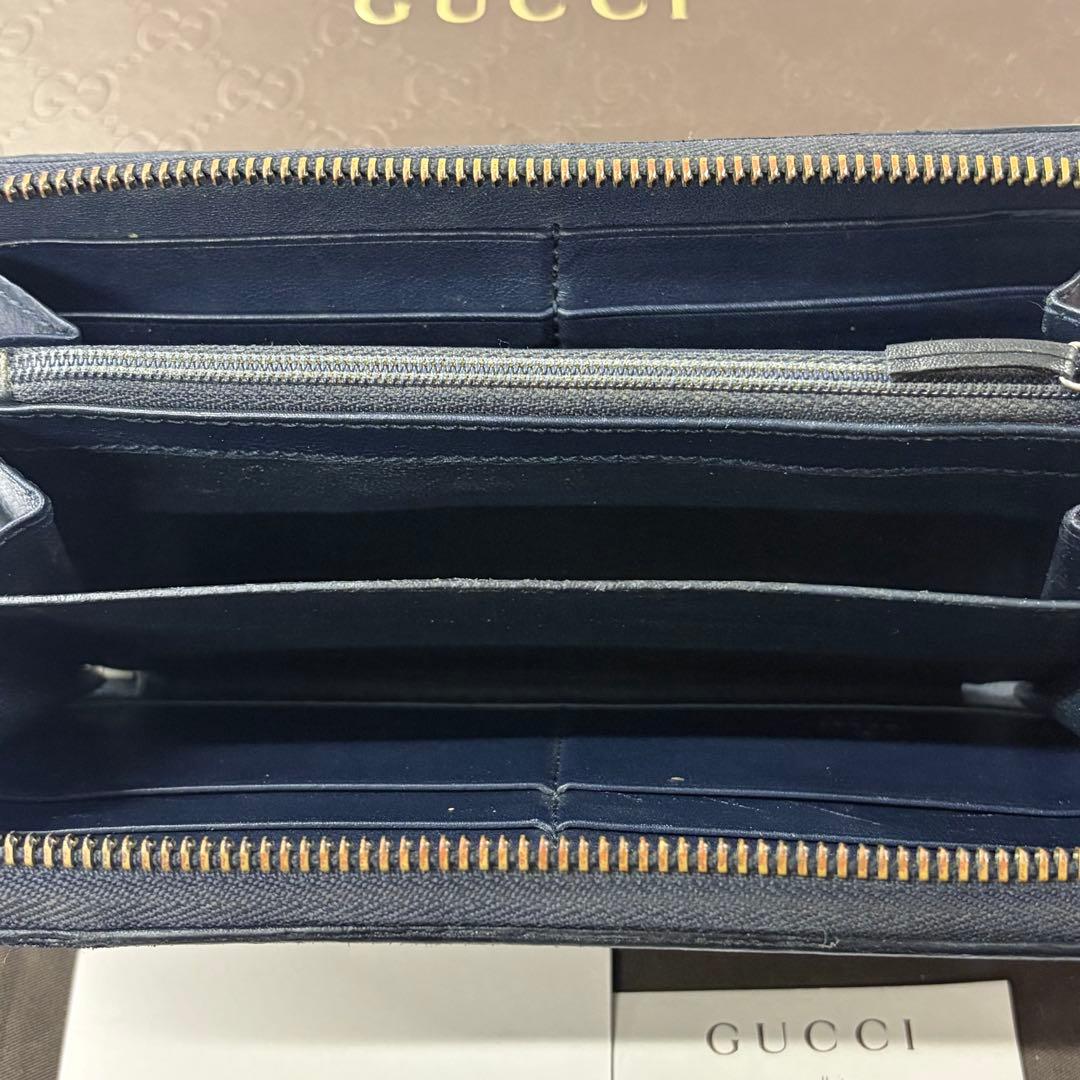 超良品‼️ グッチ　GUCCI 財布　長財布　シマレザー　ラウンドファスナー