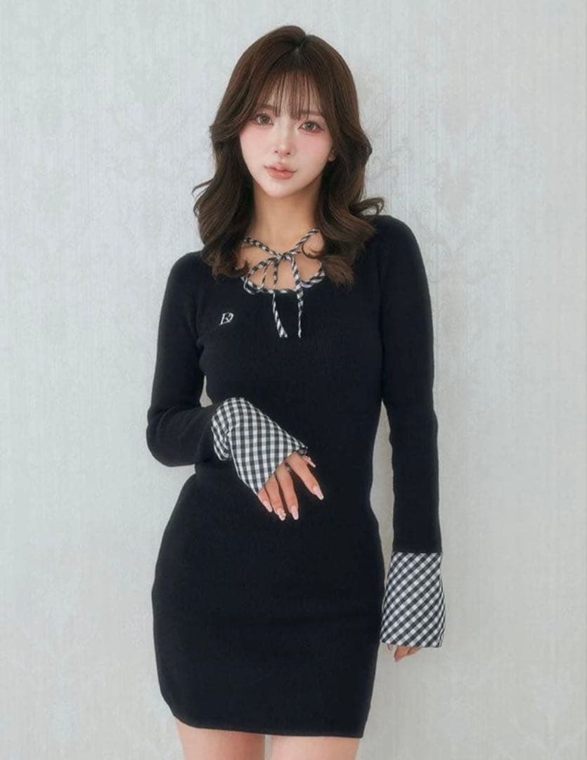 最安値❗️Darich ダーリッチ チェックリボンニットミニワンピース