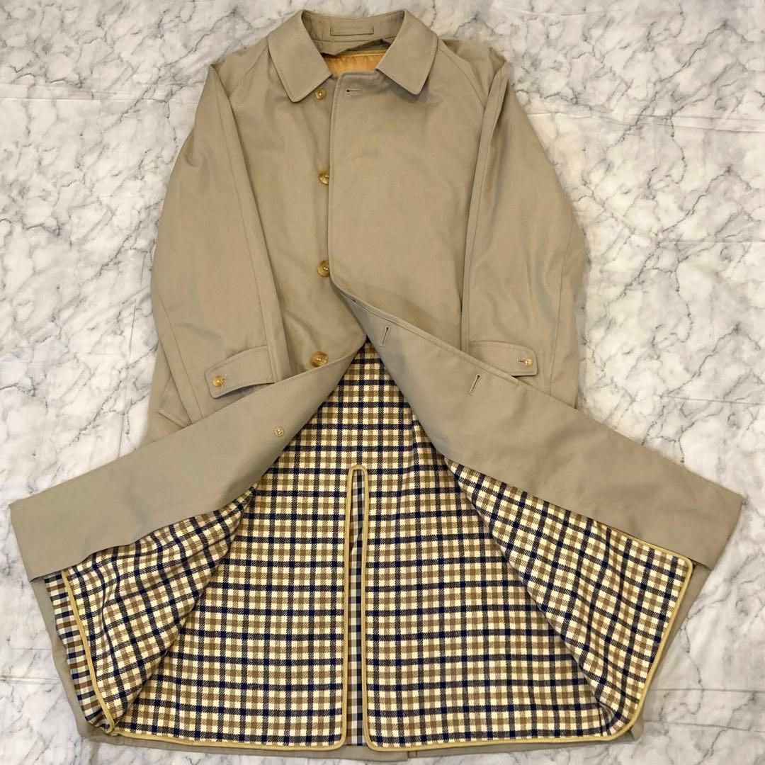 メンズ　Aquascutum ベージュ ステンカラーコート　ライナー付き