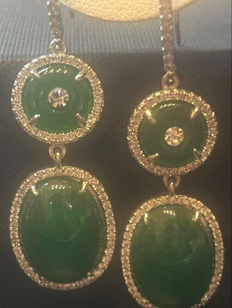 アヴェンチュリン翡翠デザインピアス➕お楽しみピアスもう1点サービス