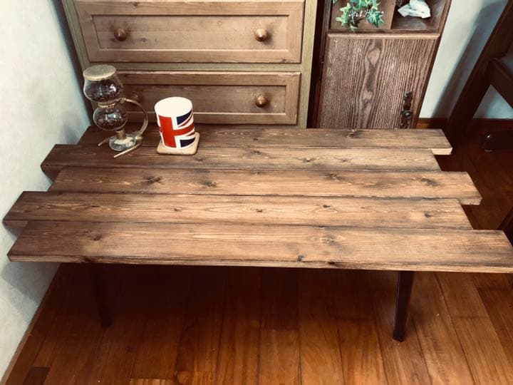 木目調　センターテーブル　棚　ラック　折り畳み　収納可能　新品