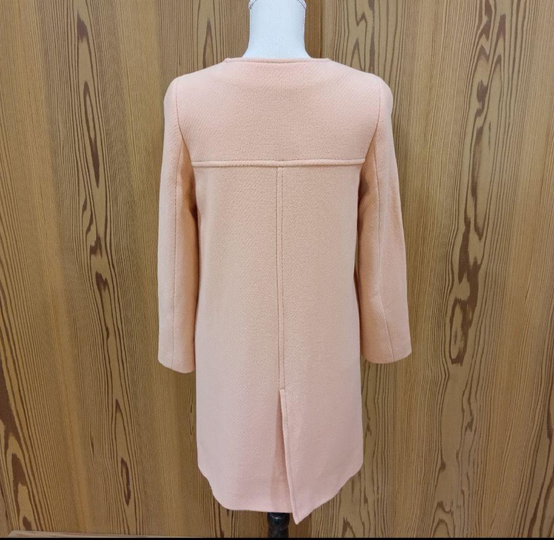 ちろきよ！【カシミヤ混】23区 ロングノーカラーコート サーモンピンク
