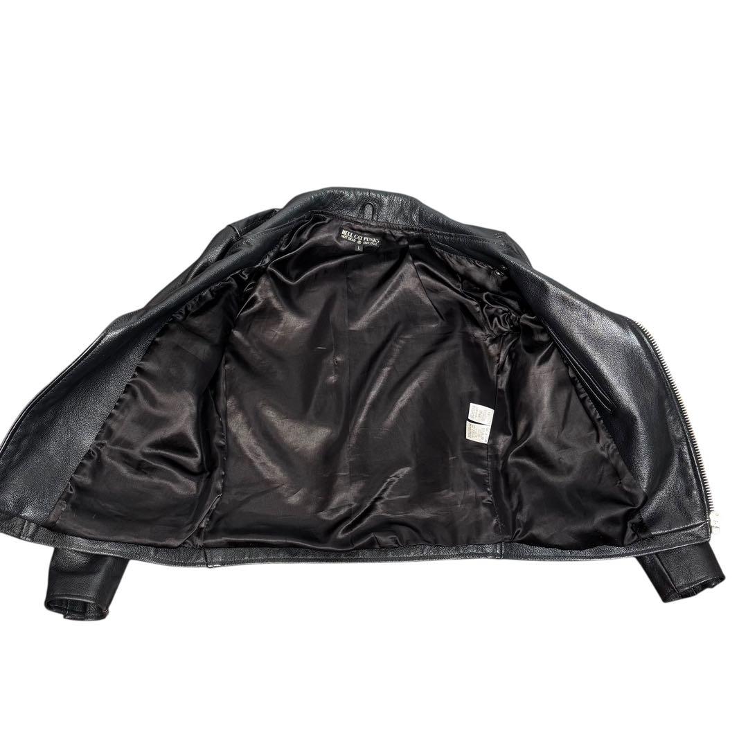 ヘルキャットパンクス ダブル L ライダースジャケット ロンジャン 本革 レザー