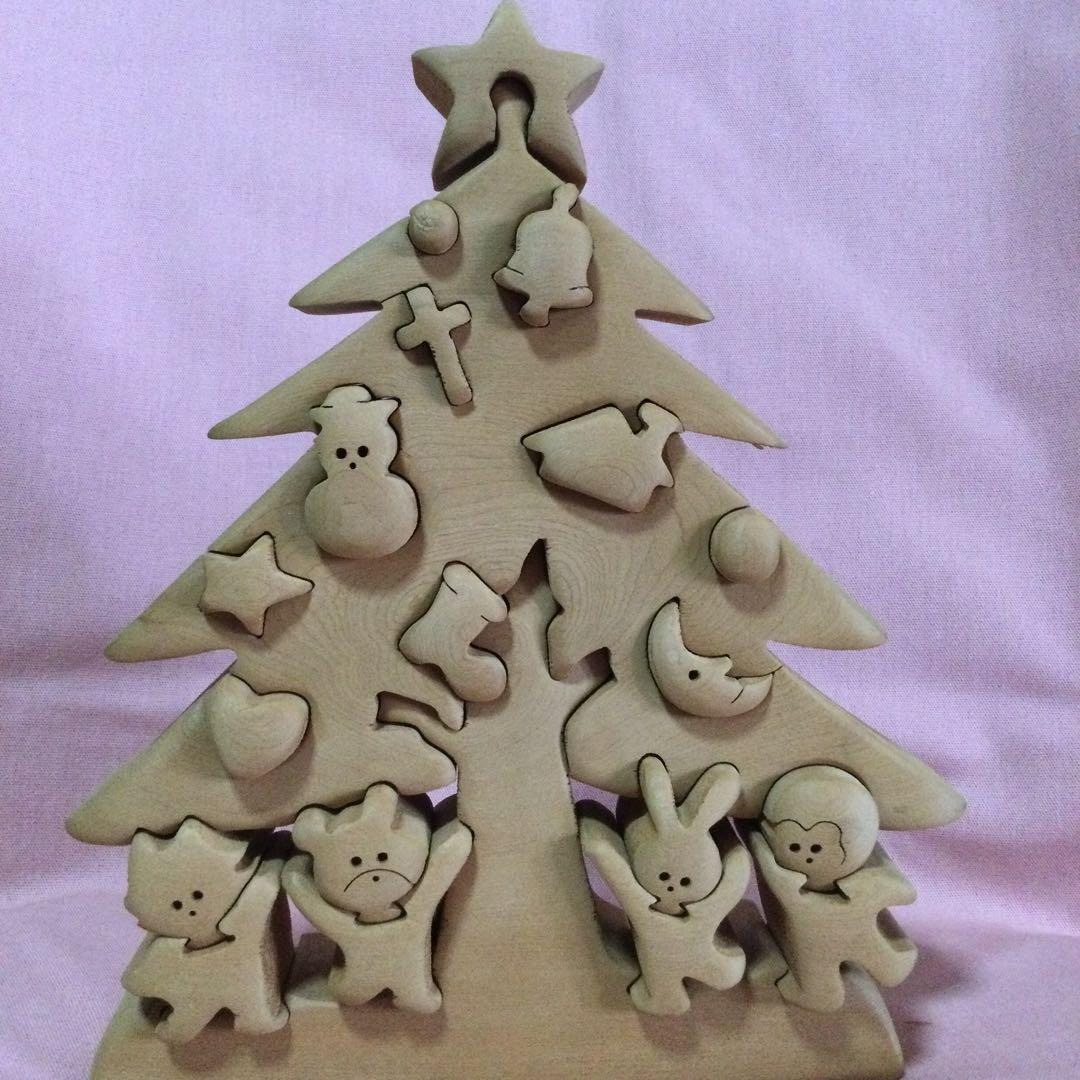 木製　手作り　パズル　クリスマス　ツリー