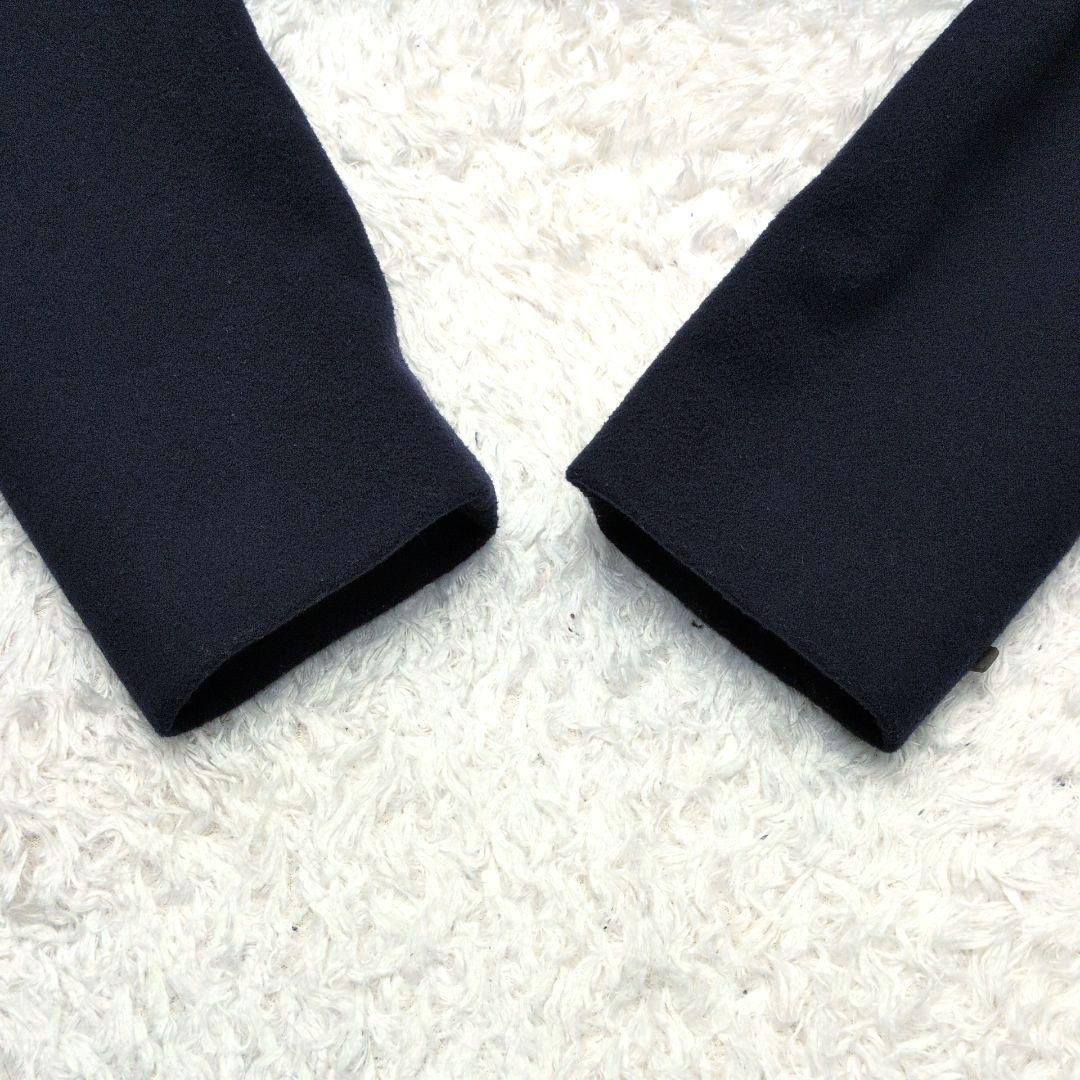 【美品 42サイズ】ペゼリコ　カシミヤ　シルク　ロングコート　スタンドカラー　紺