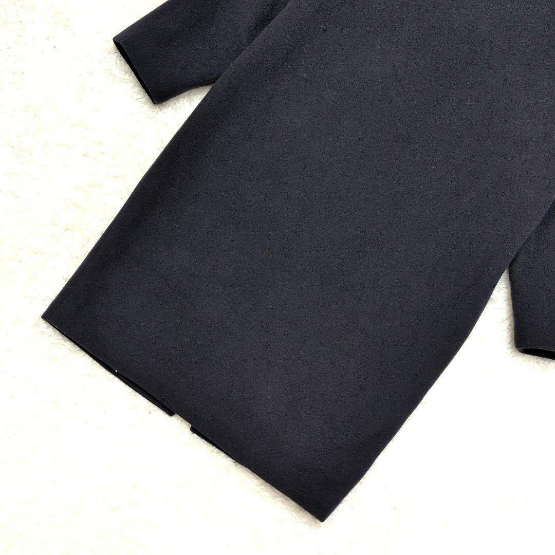【美品 42サイズ】ペゼリコ　カシミヤ　シルク　ロングコート　スタンドカラー　紺