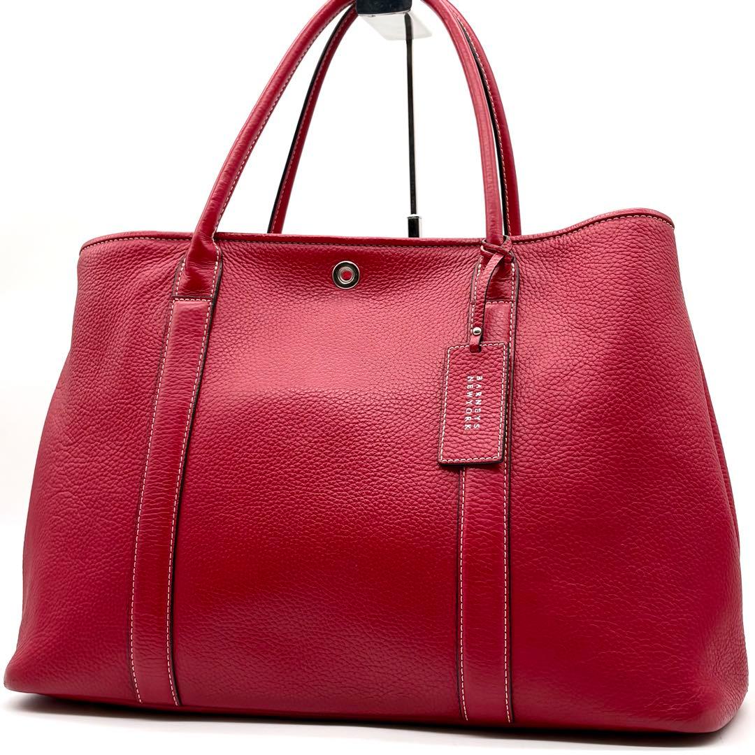 【美品】バーニーズニューヨーク トートバッグ レザー A4可 肩掛け レッド