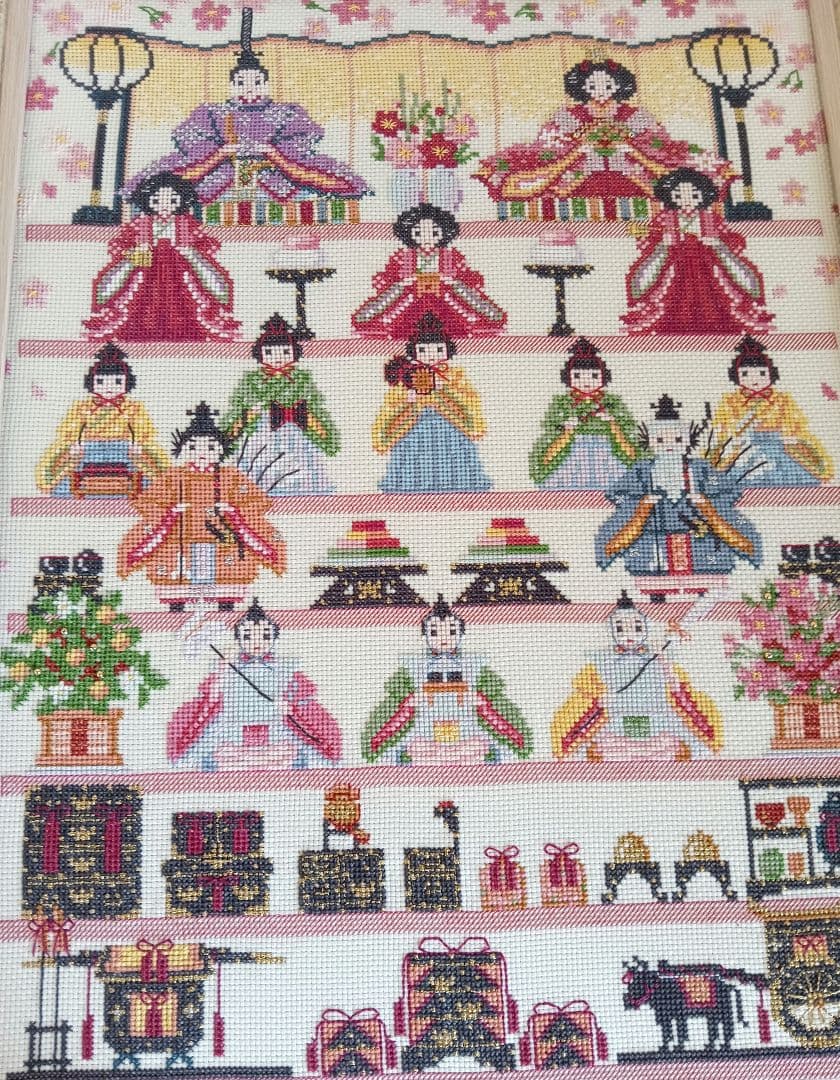 ぱんなちゃん　ホビーラホビーレクロスステッチ〈雛段飾り〉完成品