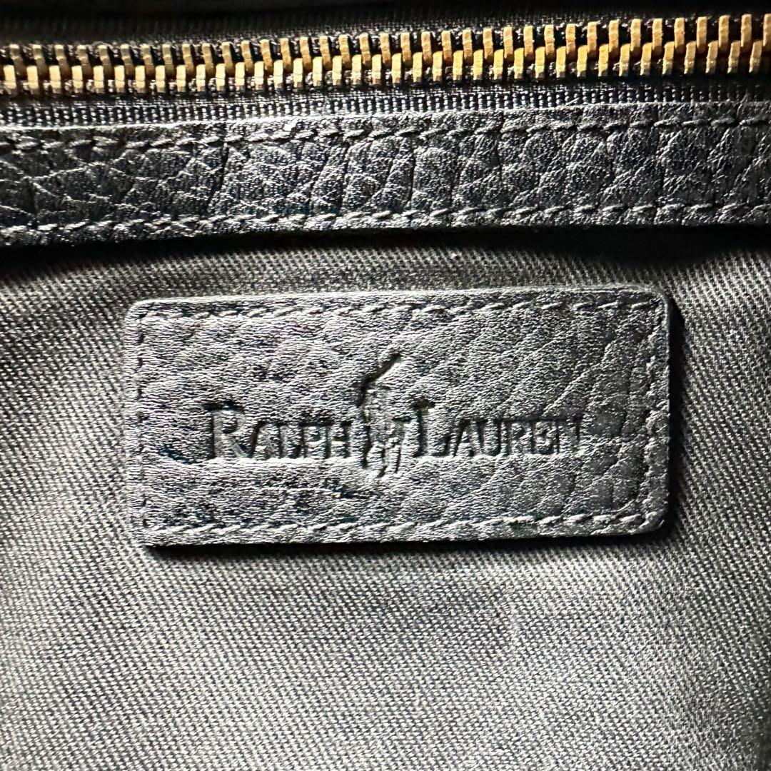 ポロ ラルフローレン　ミニ ボストンバッグ　本革　レザー　ブラック