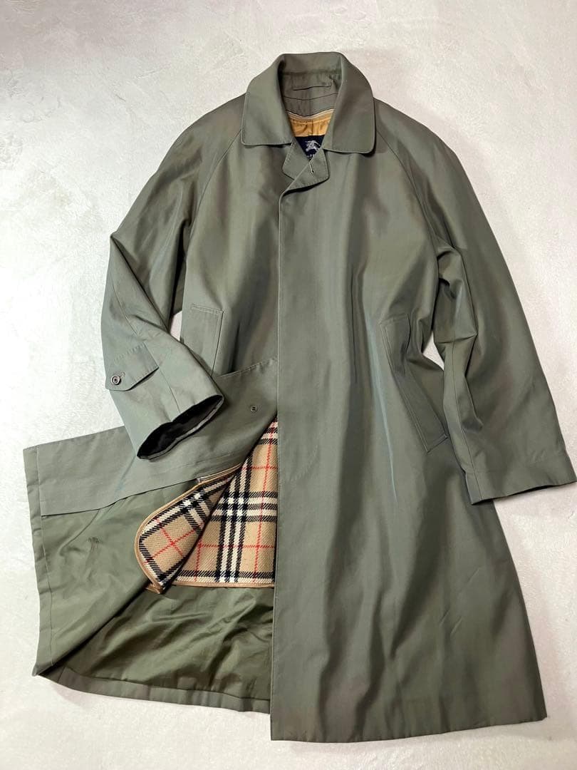 バーバリーロンドン　ステンカラーコート　ウール　シルク　高級品　ライナー付　L