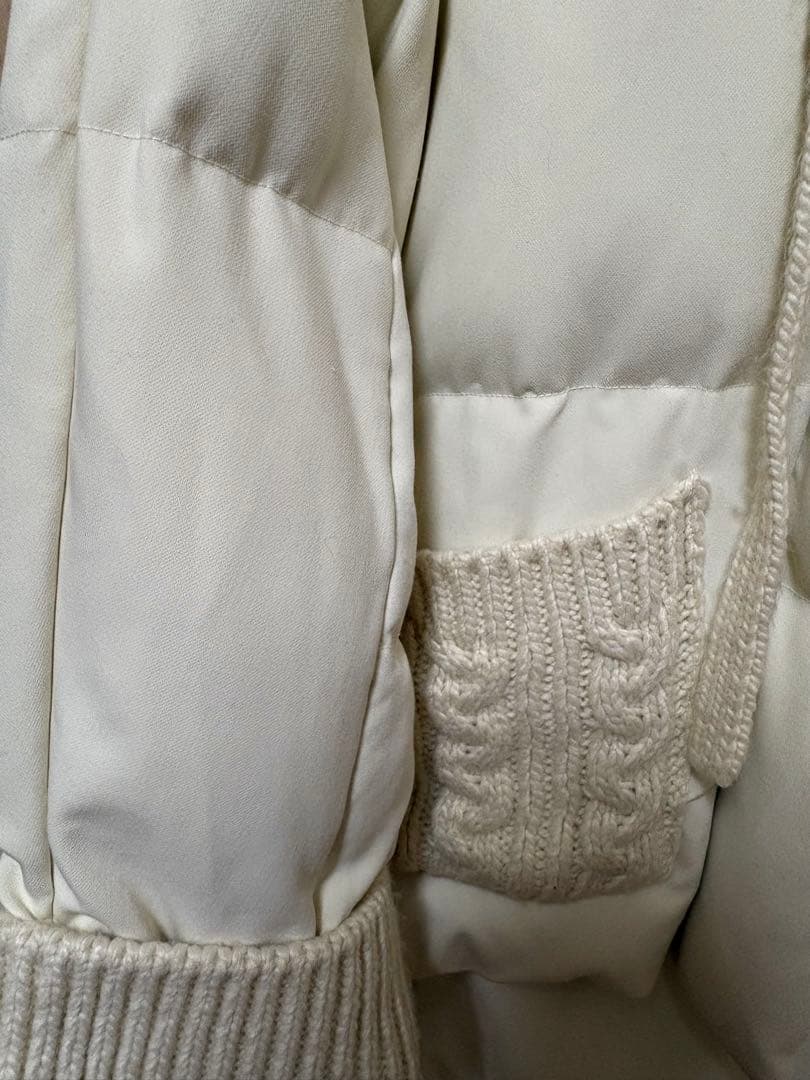 pinue ニットコンビダウンジャケット　オフホワイト