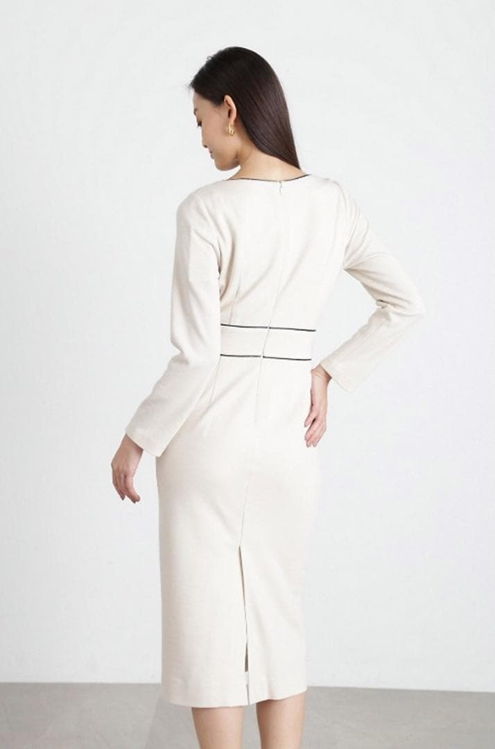 PINKY&DIANNE バイカラーパイピング ワンピース ベージュ