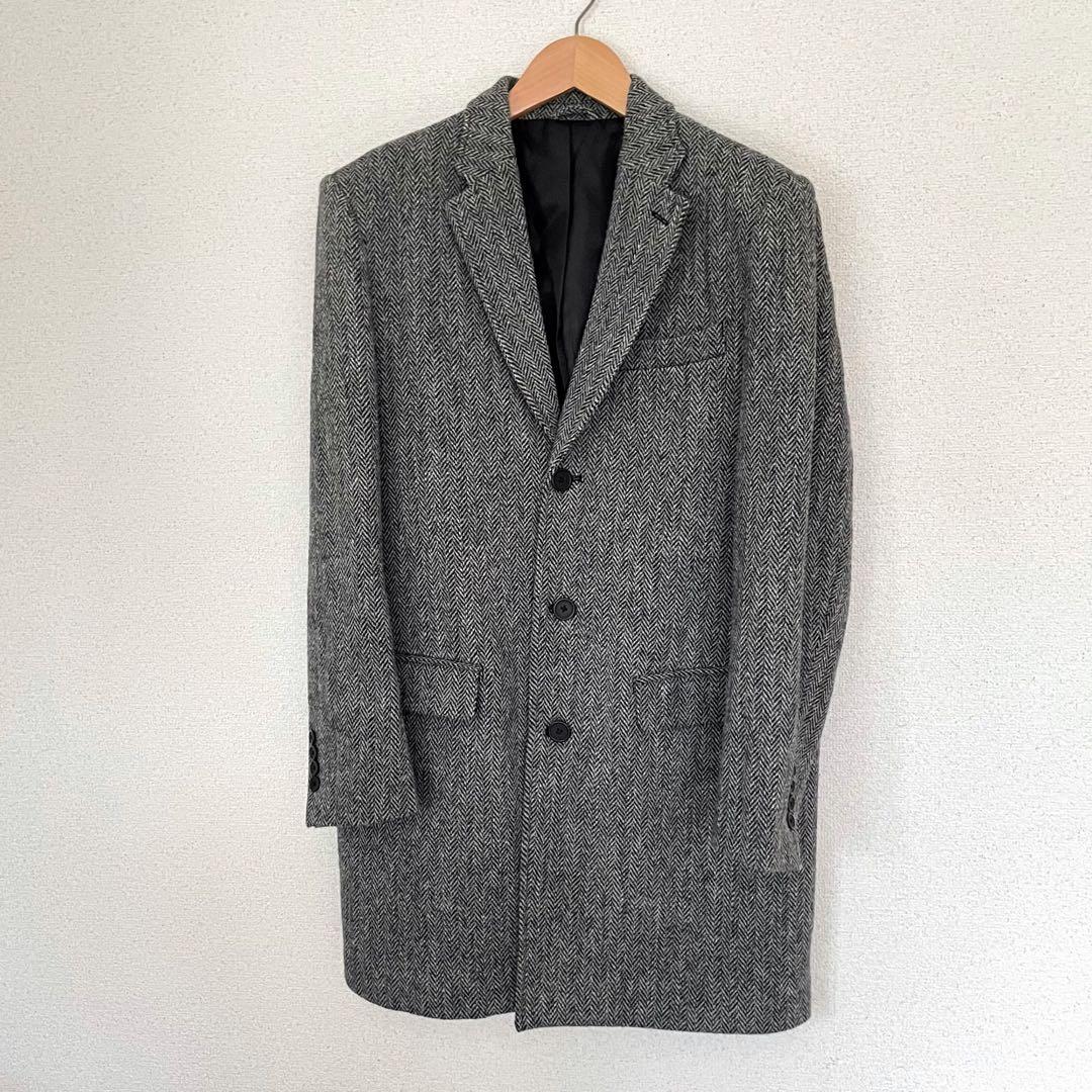 Harris Tweed ヘリンボーンクラブグレーツイードヘリンボーンコート