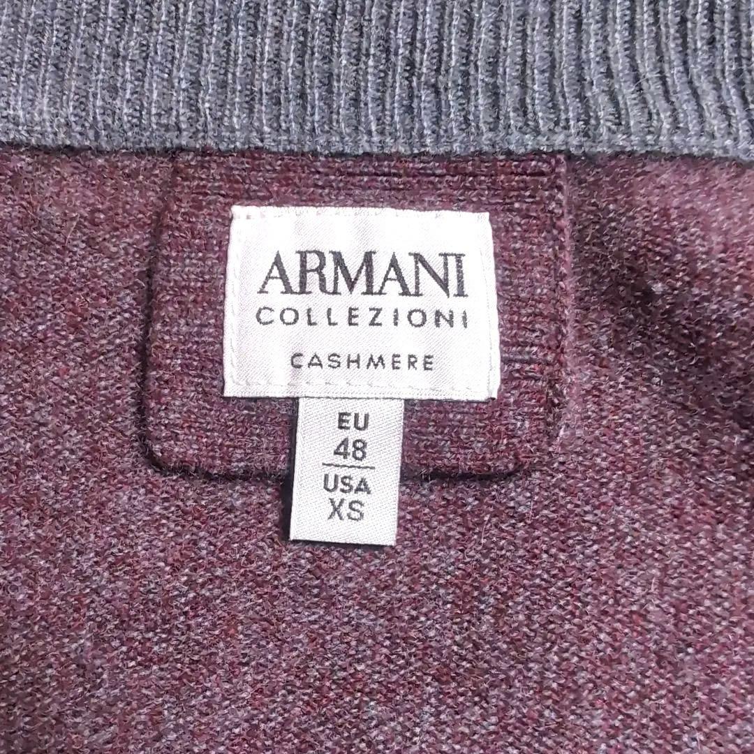 【極上カシミヤ】アルマーニ コレッツォーニジップカーディガン ワインレッド 48
