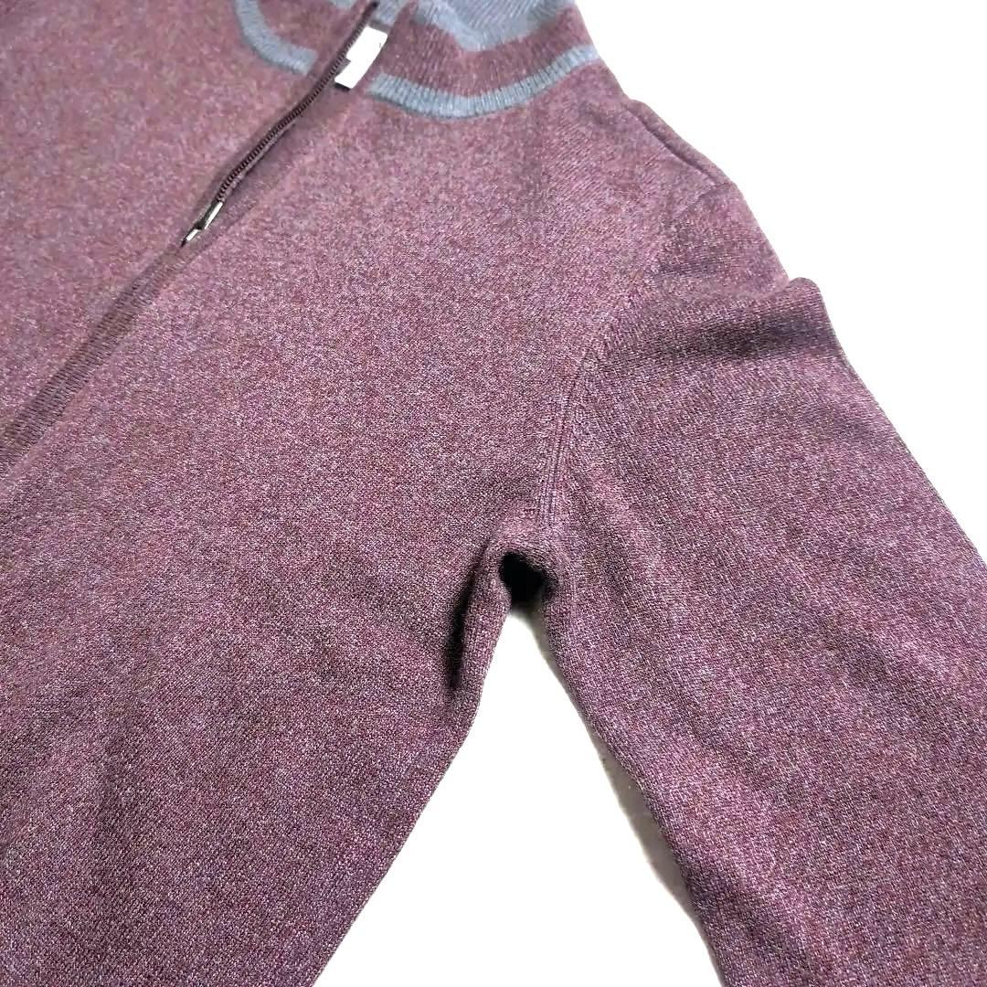 【極上カシミヤ】アルマーニ コレッツォーニジップカーディガン ワインレッド 48