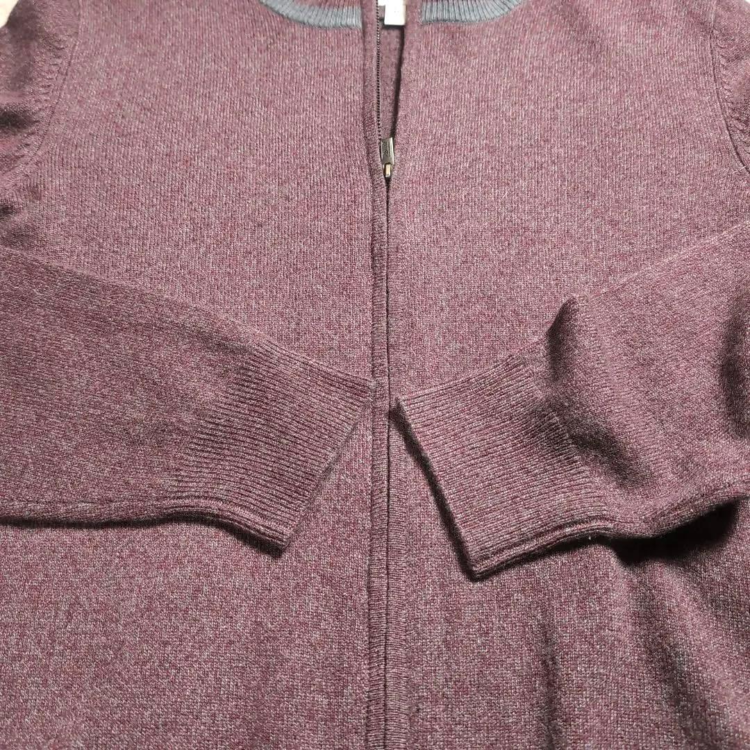 【極上カシミヤ】アルマーニ コレッツォーニジップカーディガン ワインレッド 48