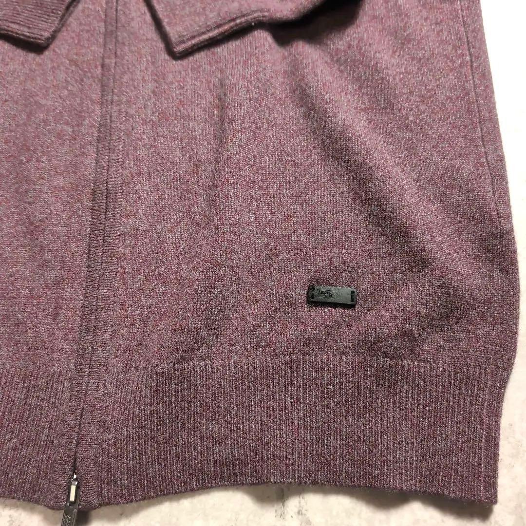 【極上カシミヤ】アルマーニ コレッツォーニジップカーディガン ワインレッド 48