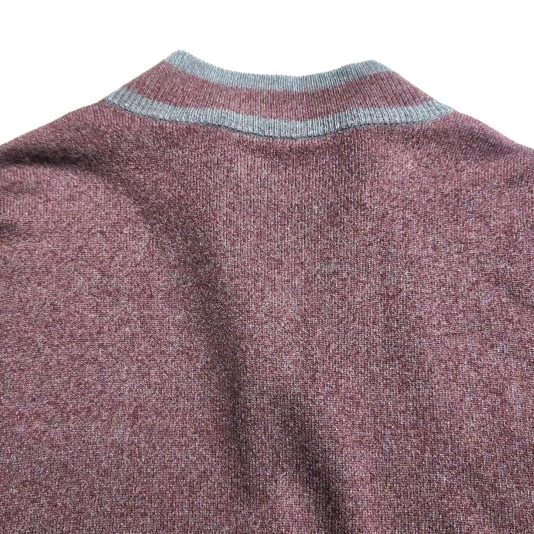 【極上カシミヤ】アルマーニ コレッツォーニジップカーディガン ワインレッド 48