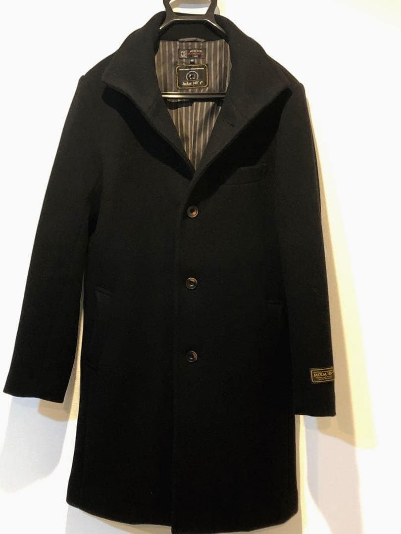 ミッシェルクラン　メンズ　ブラック チェスターコート ウール