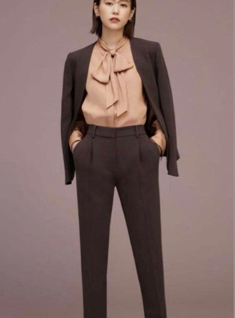 プラステ　ブラッシュドバックノーカラージャケット　パンツ　セットアップ