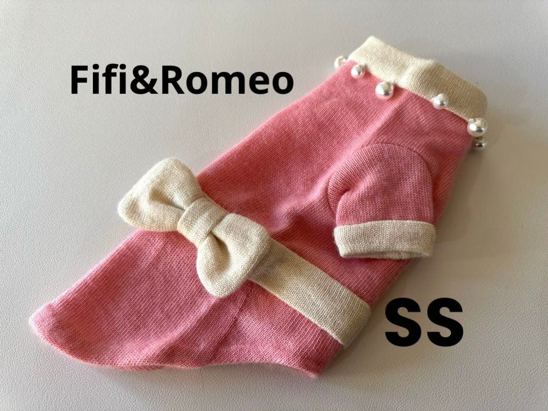 【未使用】フィフィ&ロメオ カシミヤ混　パールニットワンピ ピンクSS