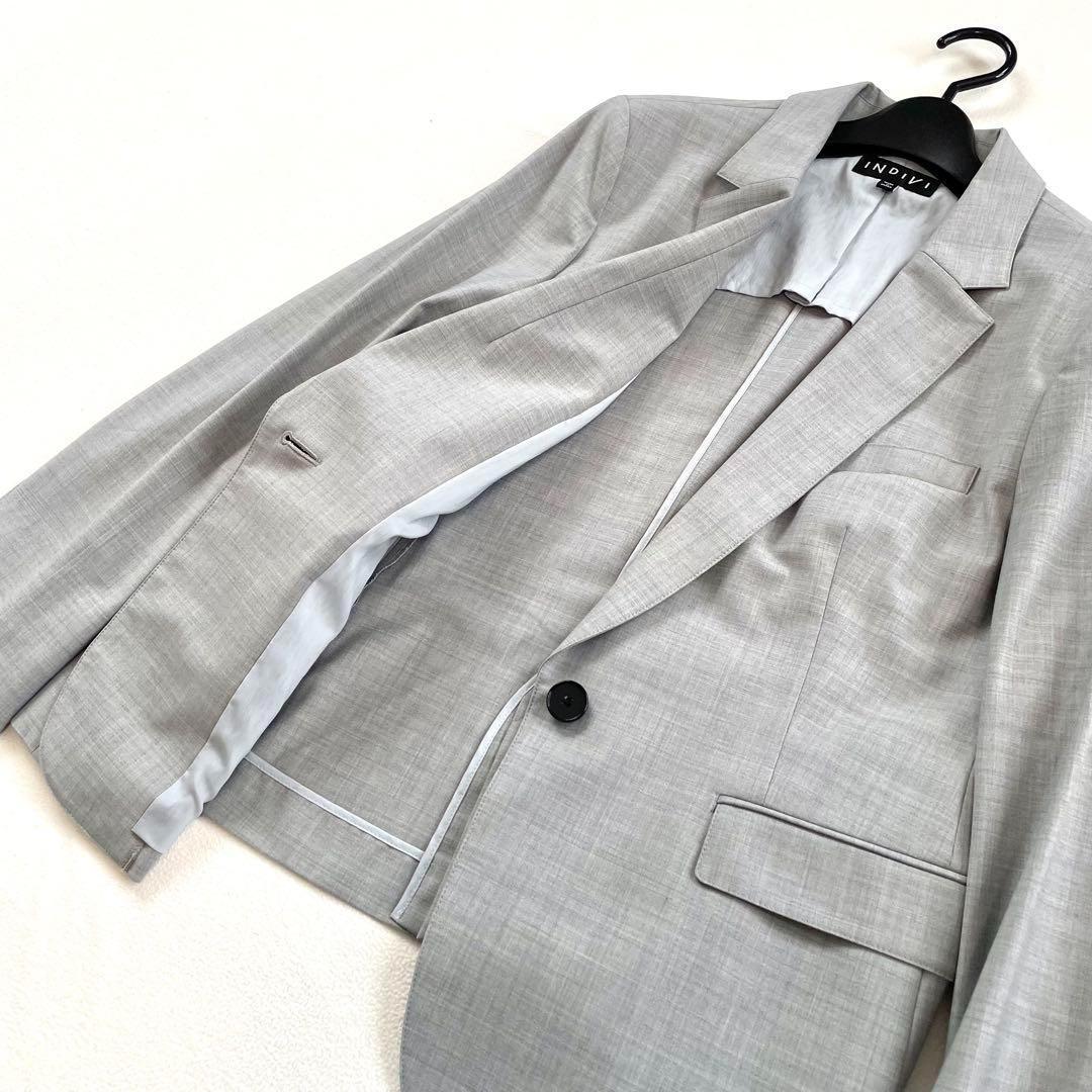 【極美品・未使用級】インディヴィ YUNSA 洗える パンツスーツ セットアップ