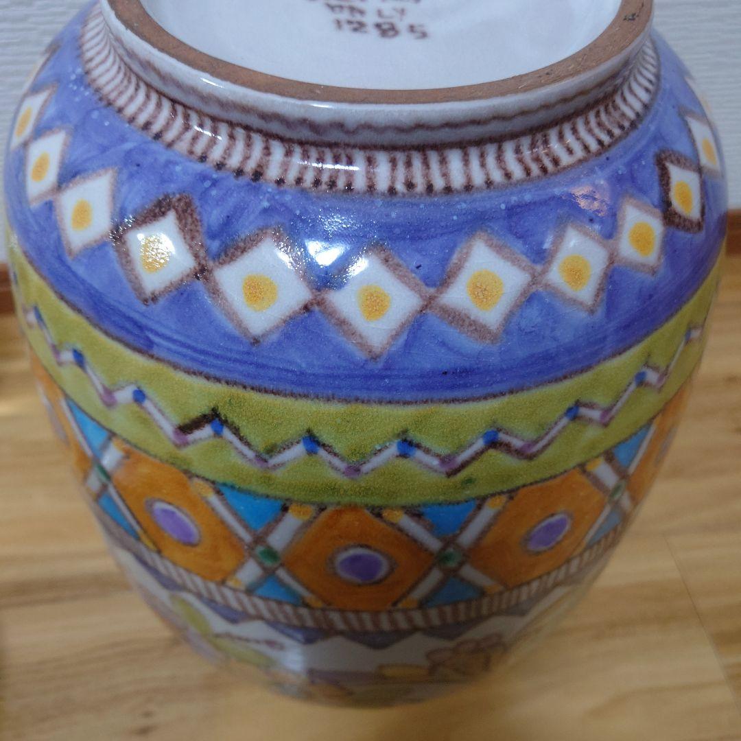 ★レア★イタリア製 フクロウ 陶器 置物 蓋付き壺 ハンドペイント インテリア