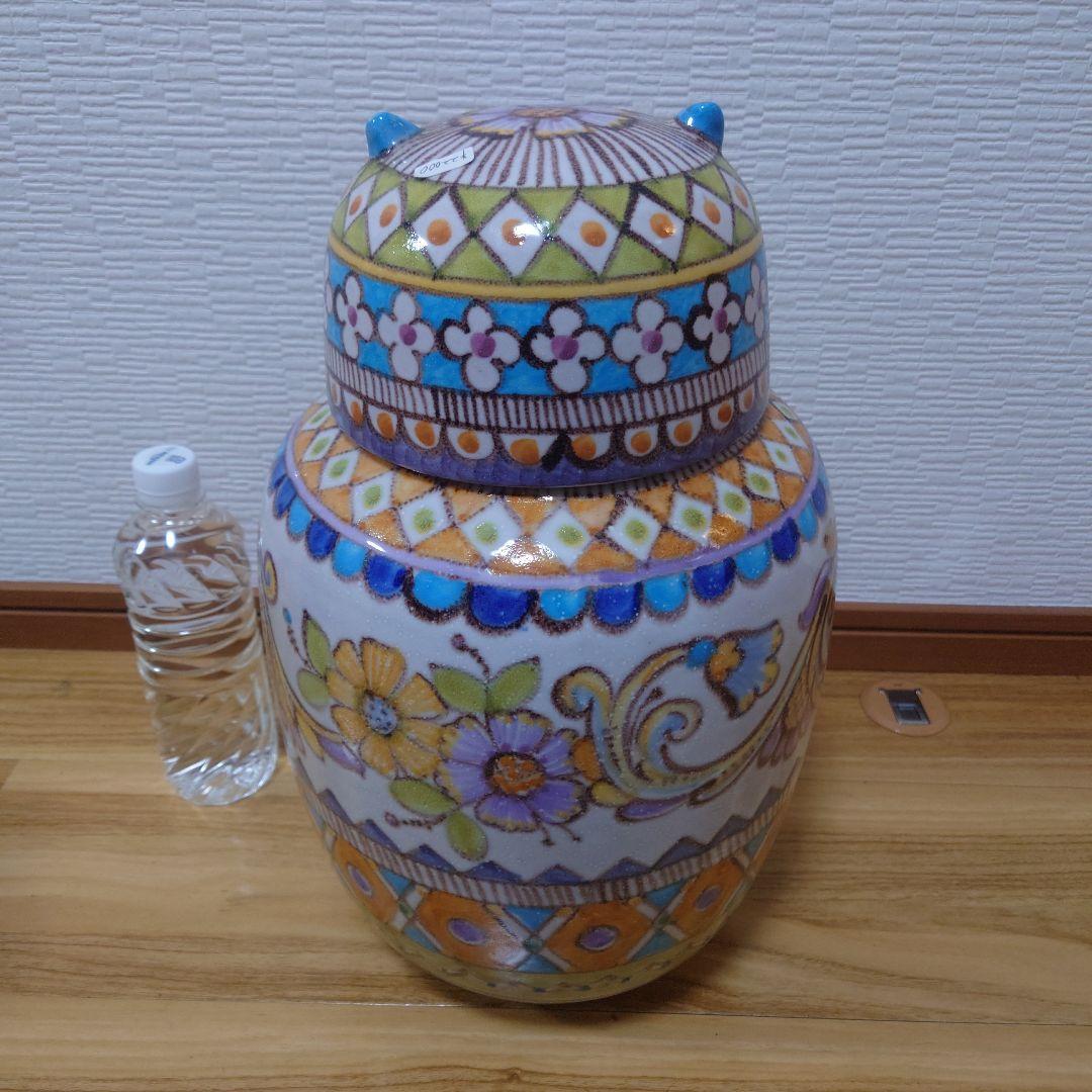 ★レア★イタリア製 フクロウ 陶器 置物 蓋付き壺 ハンドペイント インテリア