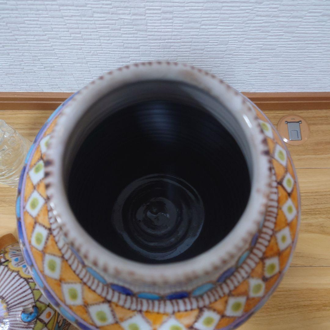 ★レア★イタリア製 フクロウ 陶器 置物 蓋付き壺 ハンドペイント インテリア