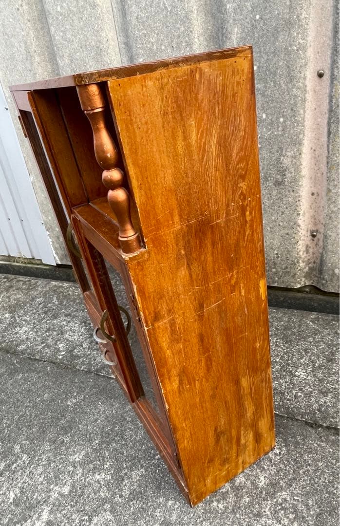 稀少/古道具/レトロ/無垢材/ガラス棚/飾り棚/棚/キャビネット/小引き出し/③