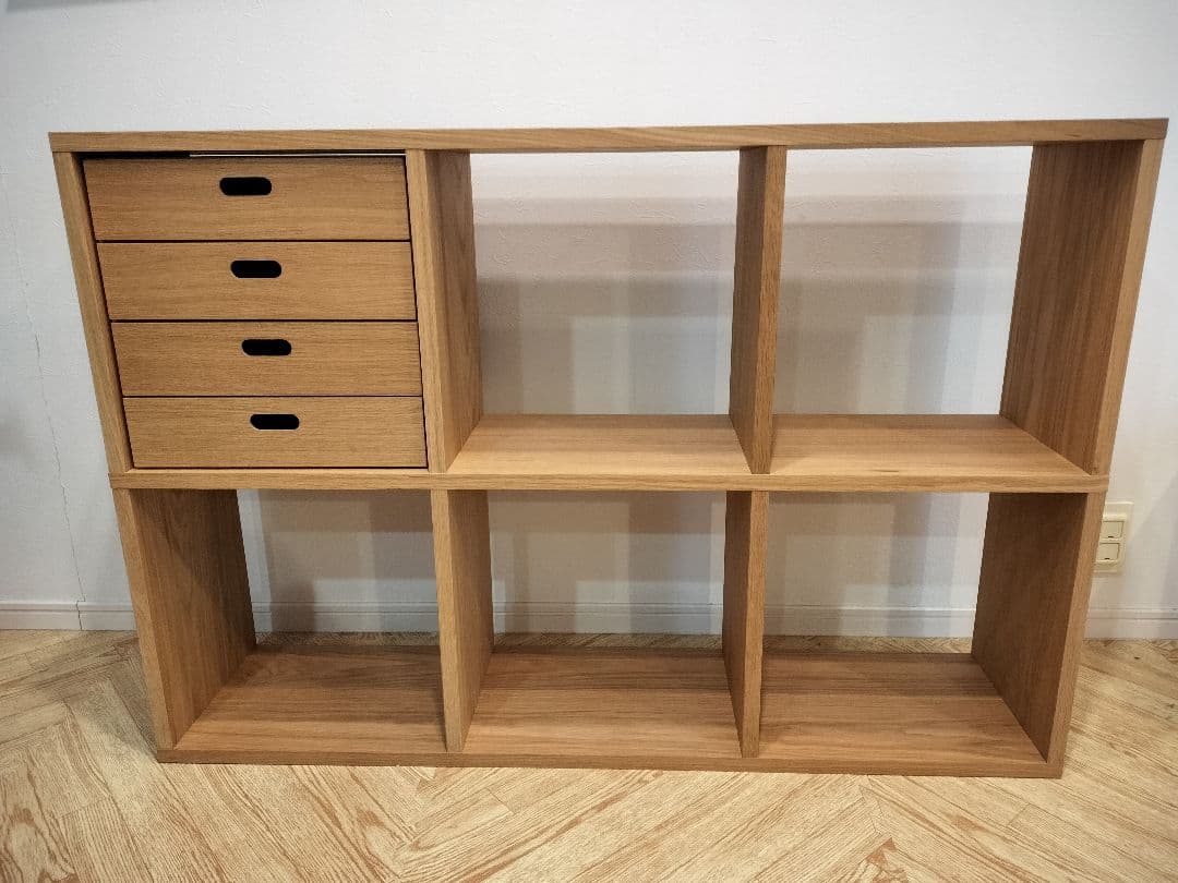 無印良品　スタッキングシェルフ３段×２列・スタッキングチェスト付き・オーク材